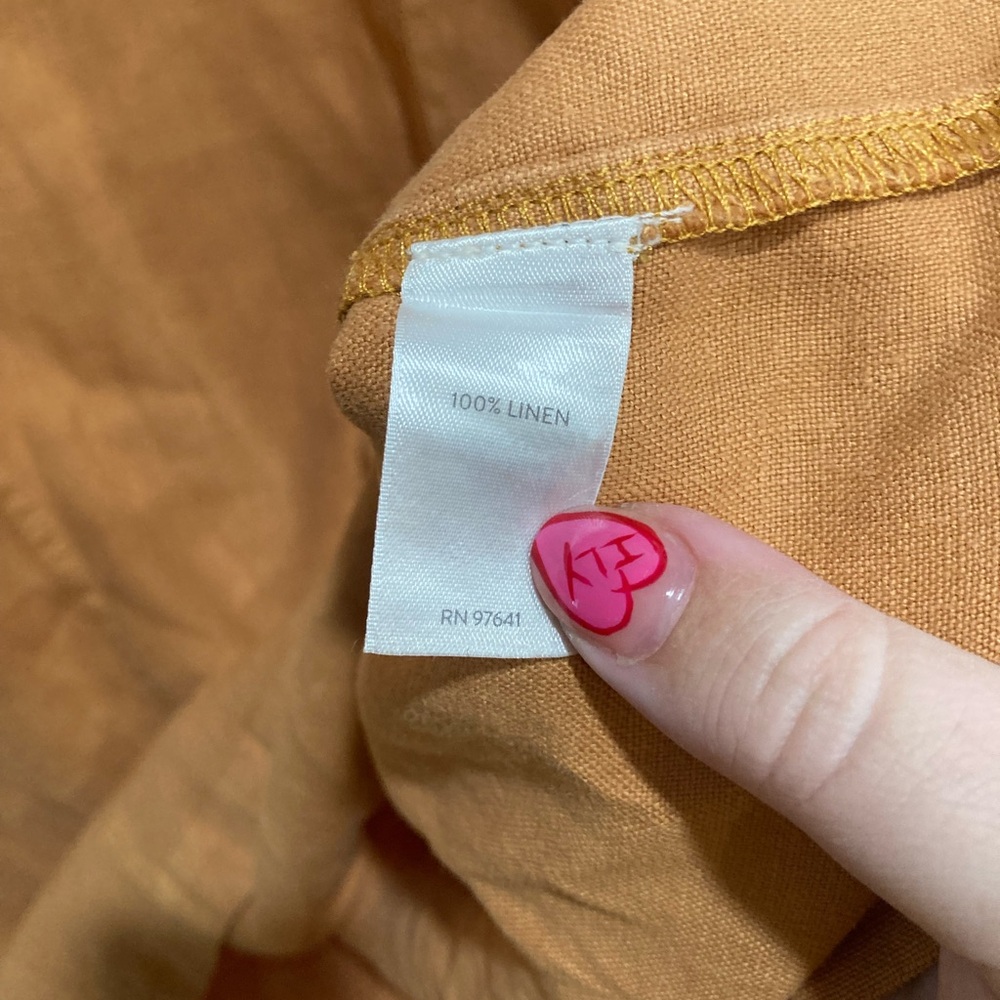 Linen Burnt Orange Midi Dress - Picture 5 of 6